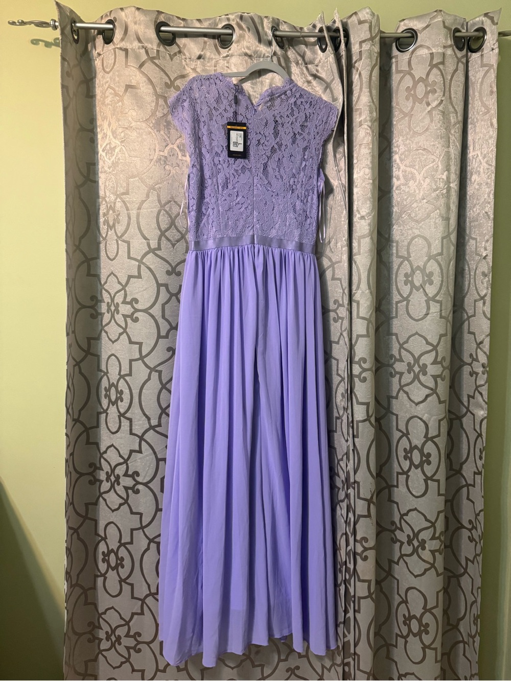 Miusol Lavender Lace Bodice Chiffon Maxi Dress